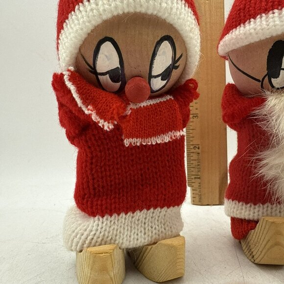 Swedish Tomte Santa Christmas Elf Red With Glasses Scandinavian Set Of 2 - Picture 4 of 8